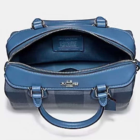NWT Coach Navy Plaid Mini Bennett Satchel - Picture 4 of 4
